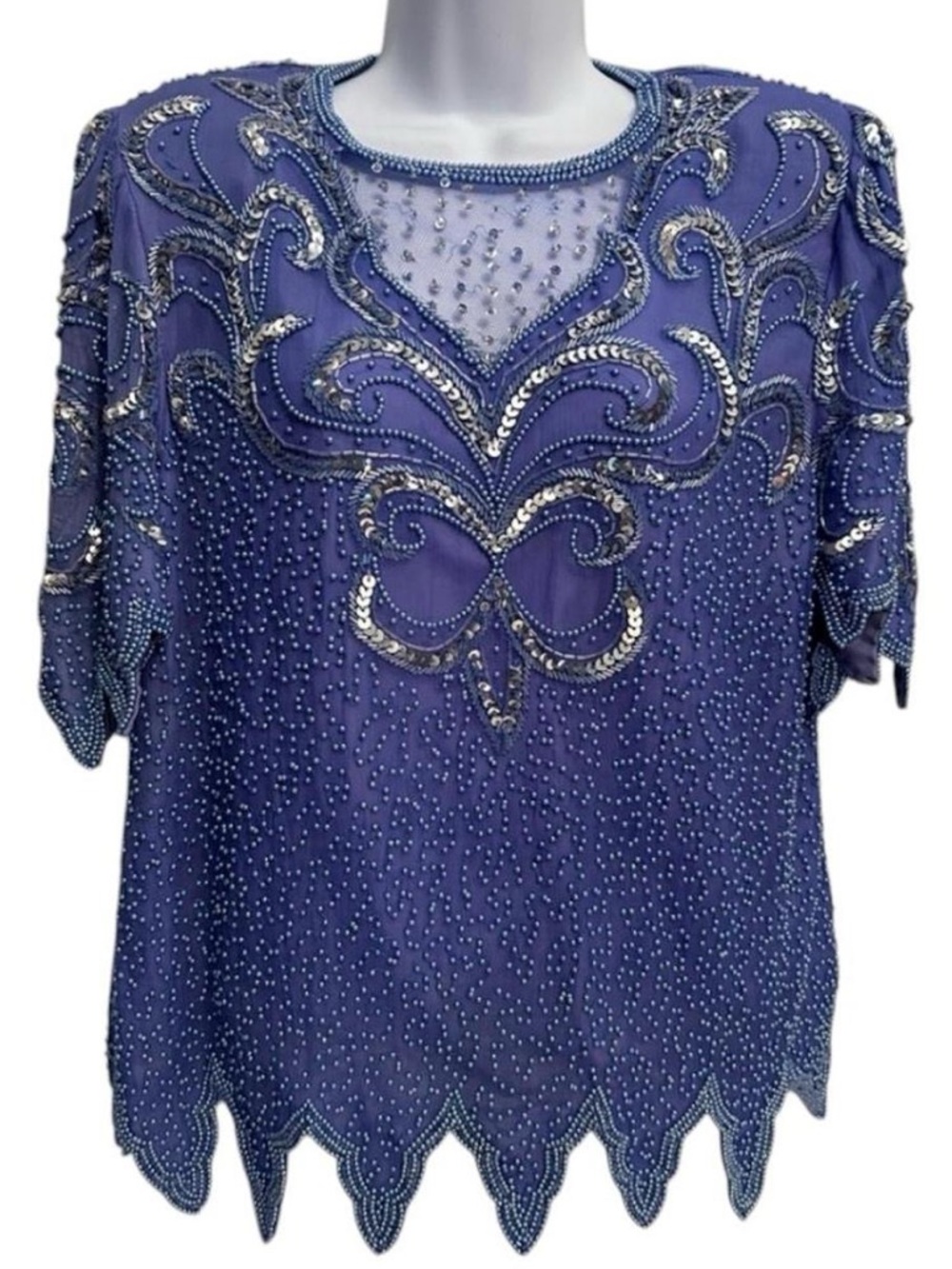 Vintage 80s Retro Glam Creative Touch Sequins & Bead Top